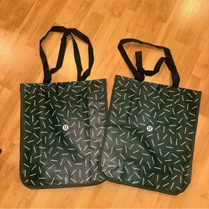 NEW 2 Lululemon Large Holiday Reusable Shopping Gift Bag Tote - Green/ Teal